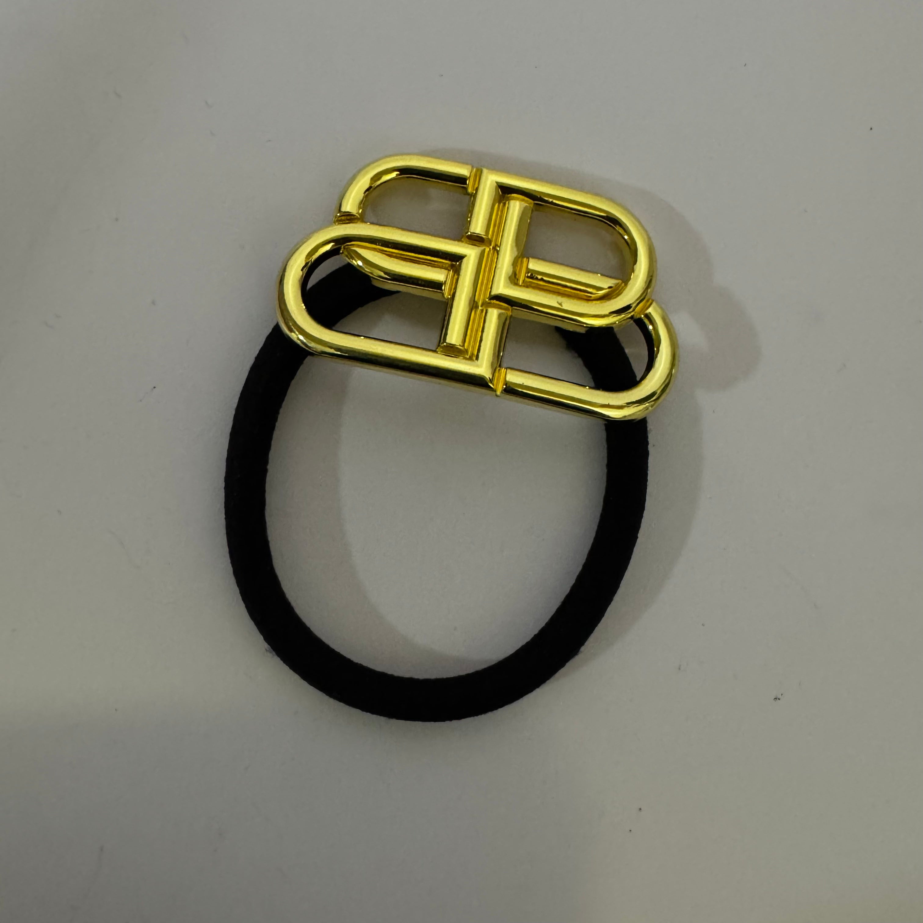 BB GOLD METAL LOGO HAIR SCRUNCHIE