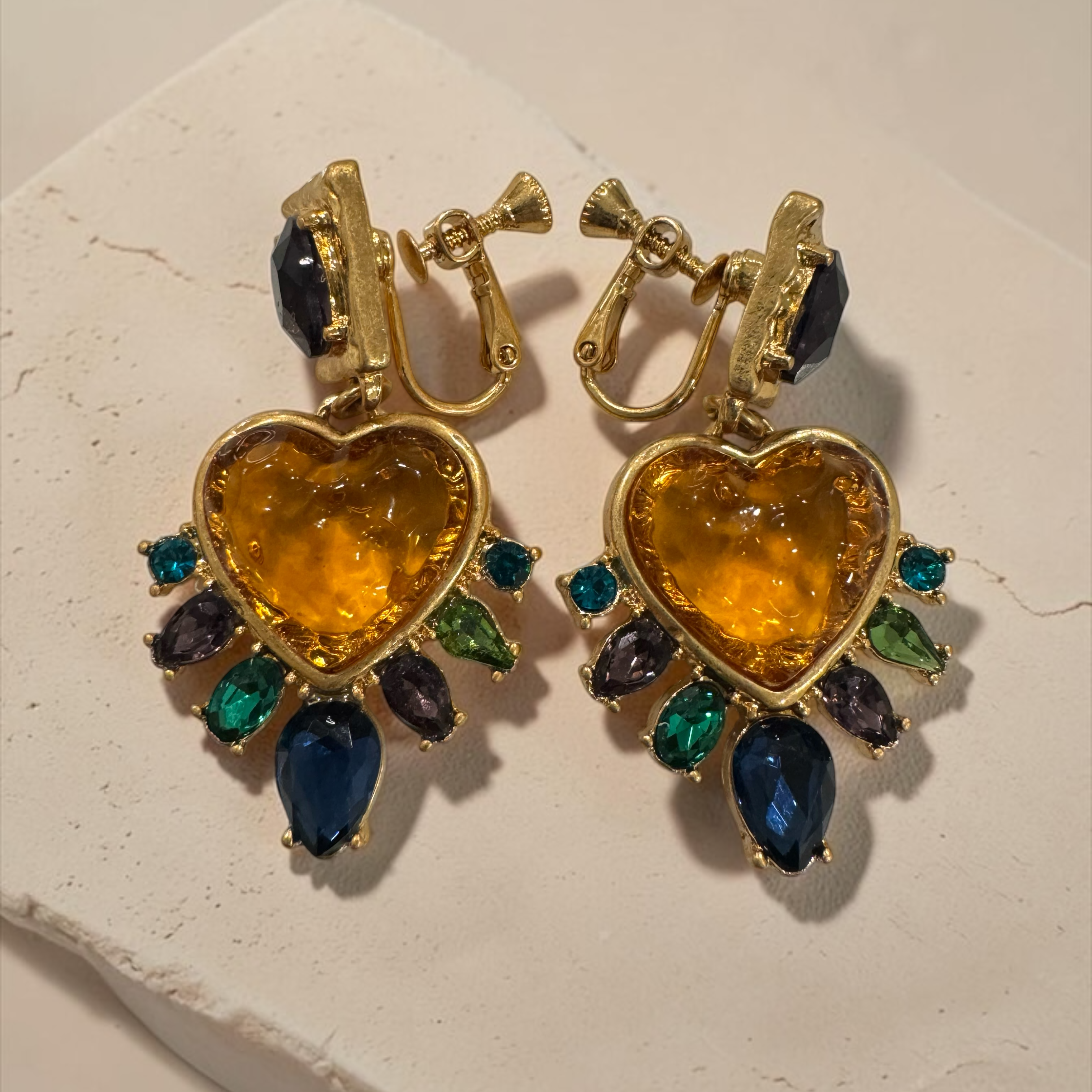 Jewel Glass Heart Earrings