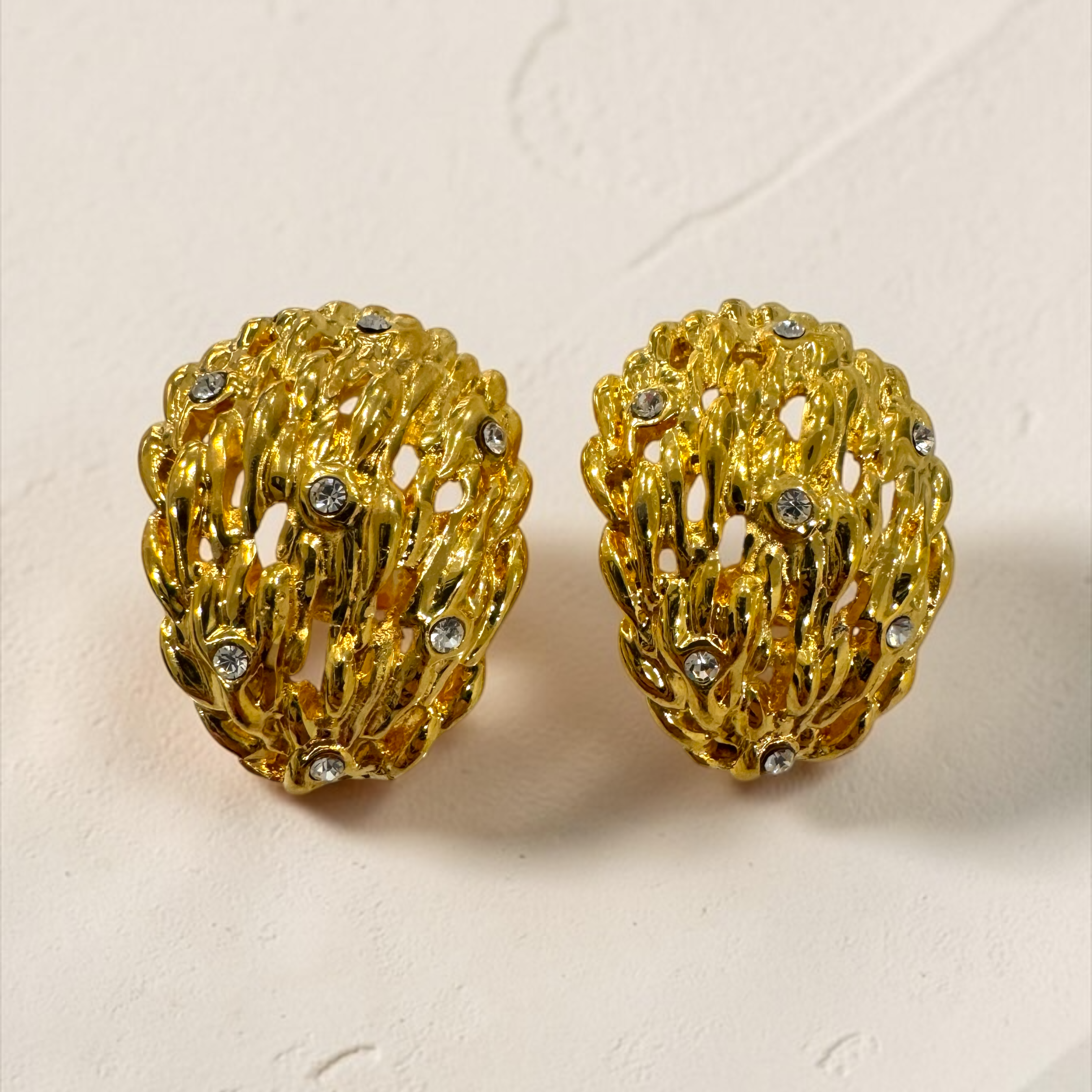 VTG NOS Stardust Weave Clip Earrings