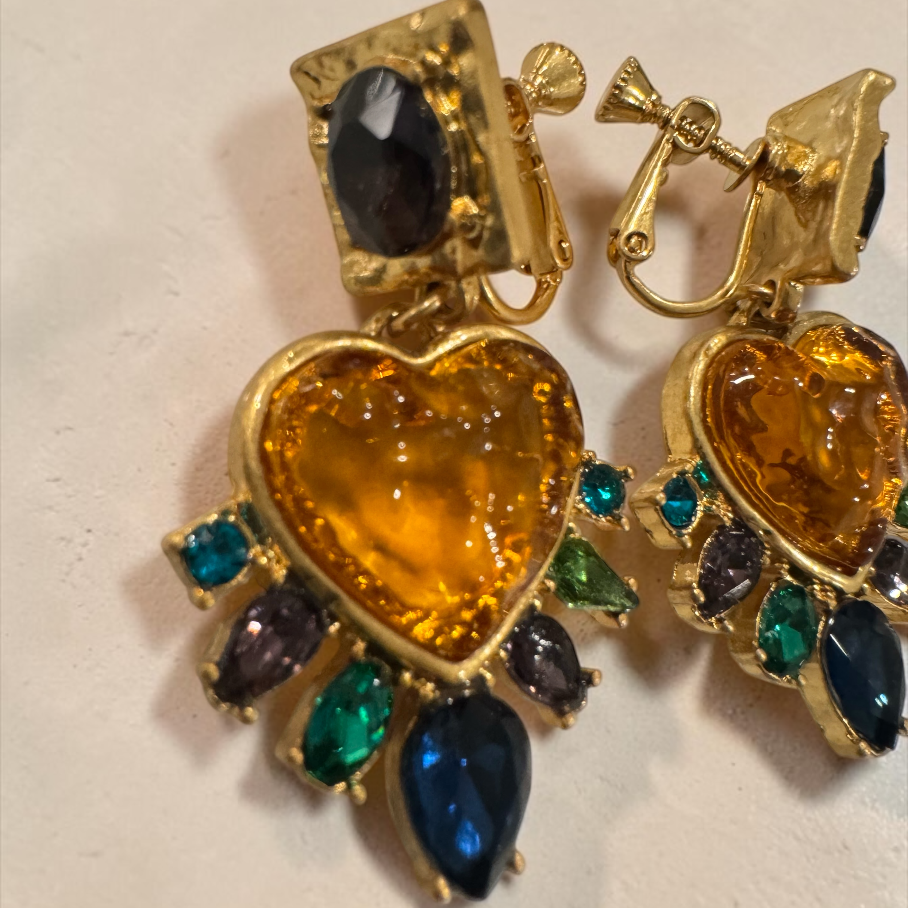 Jewel Glass Heart Earrings