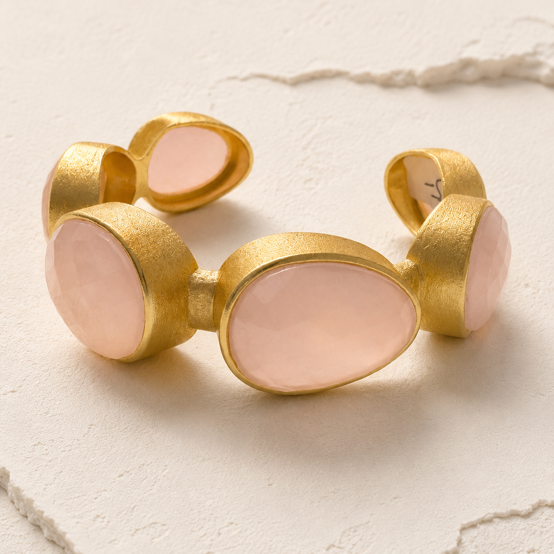 Rose Quartz Halo Cuff