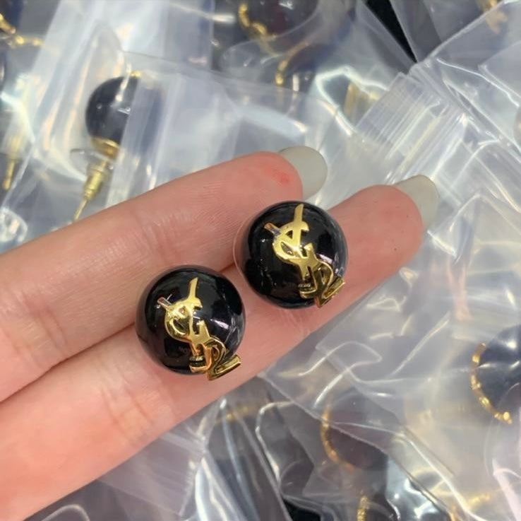 YSL PEARL LOGO STUDS