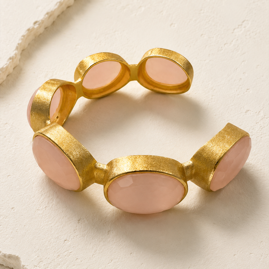Rose Quartz Halo Cuff
