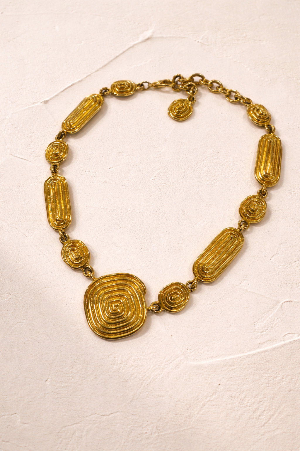 Vintage Gilded Spiral Statement Necklace