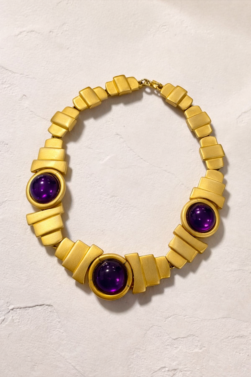 Vintage 80's Amethyst Cab Necklace