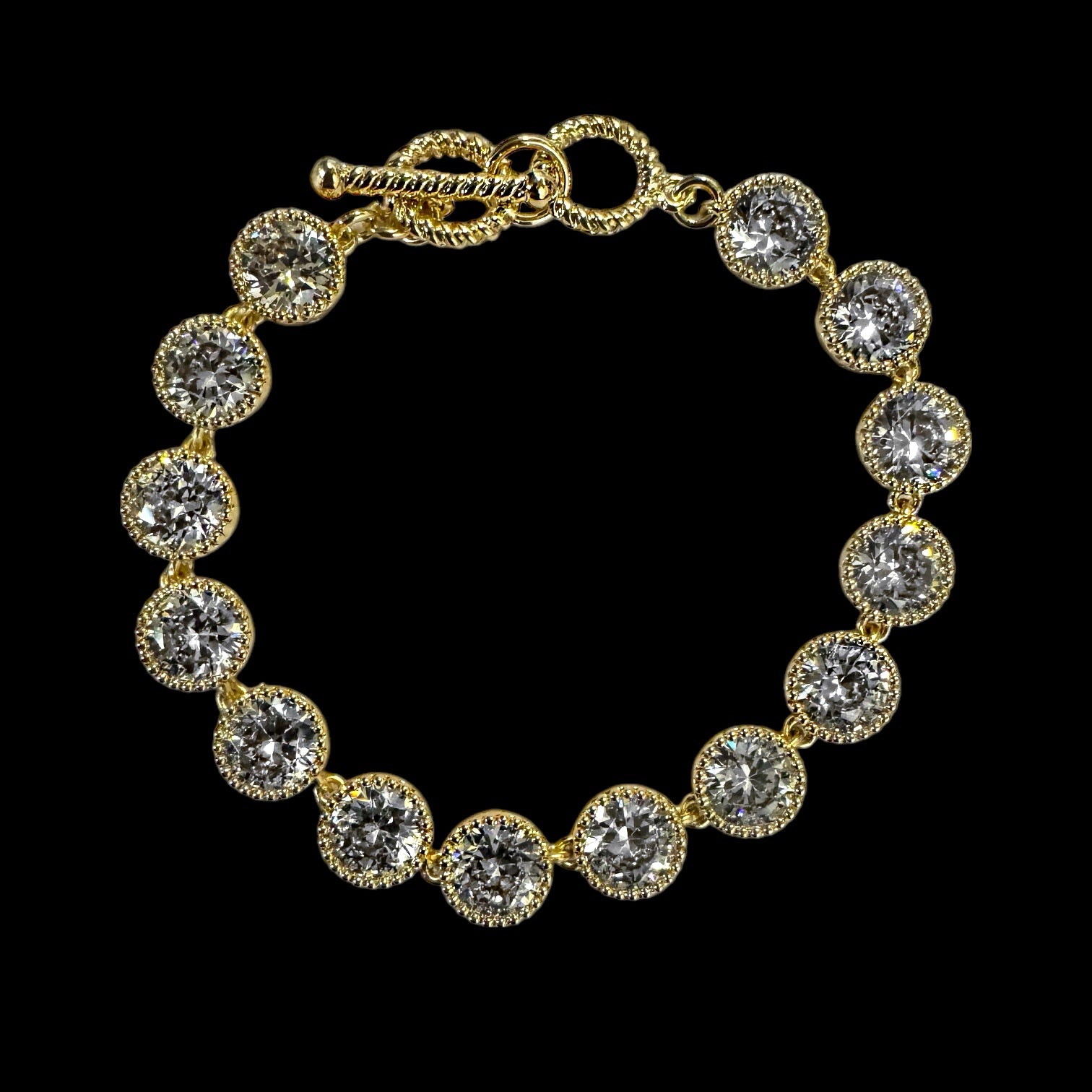 ROUND STONE BEZEL LINK BRACELET
