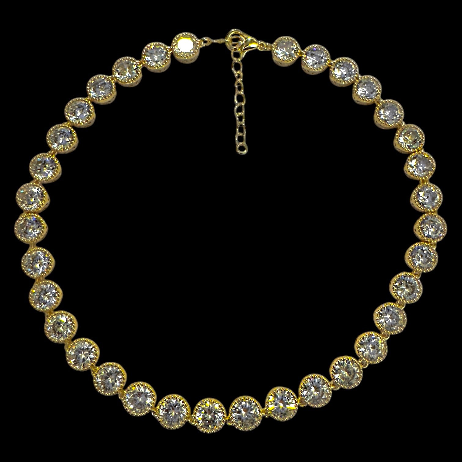 ROUND STONE BEZEL LINK NECKLACE