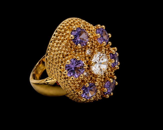Dahlia Bloom Ring - Purple
