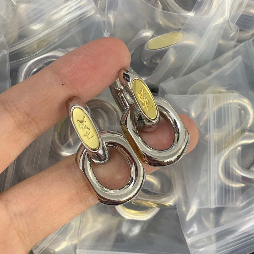 YSL TWO TONE EARRINGS