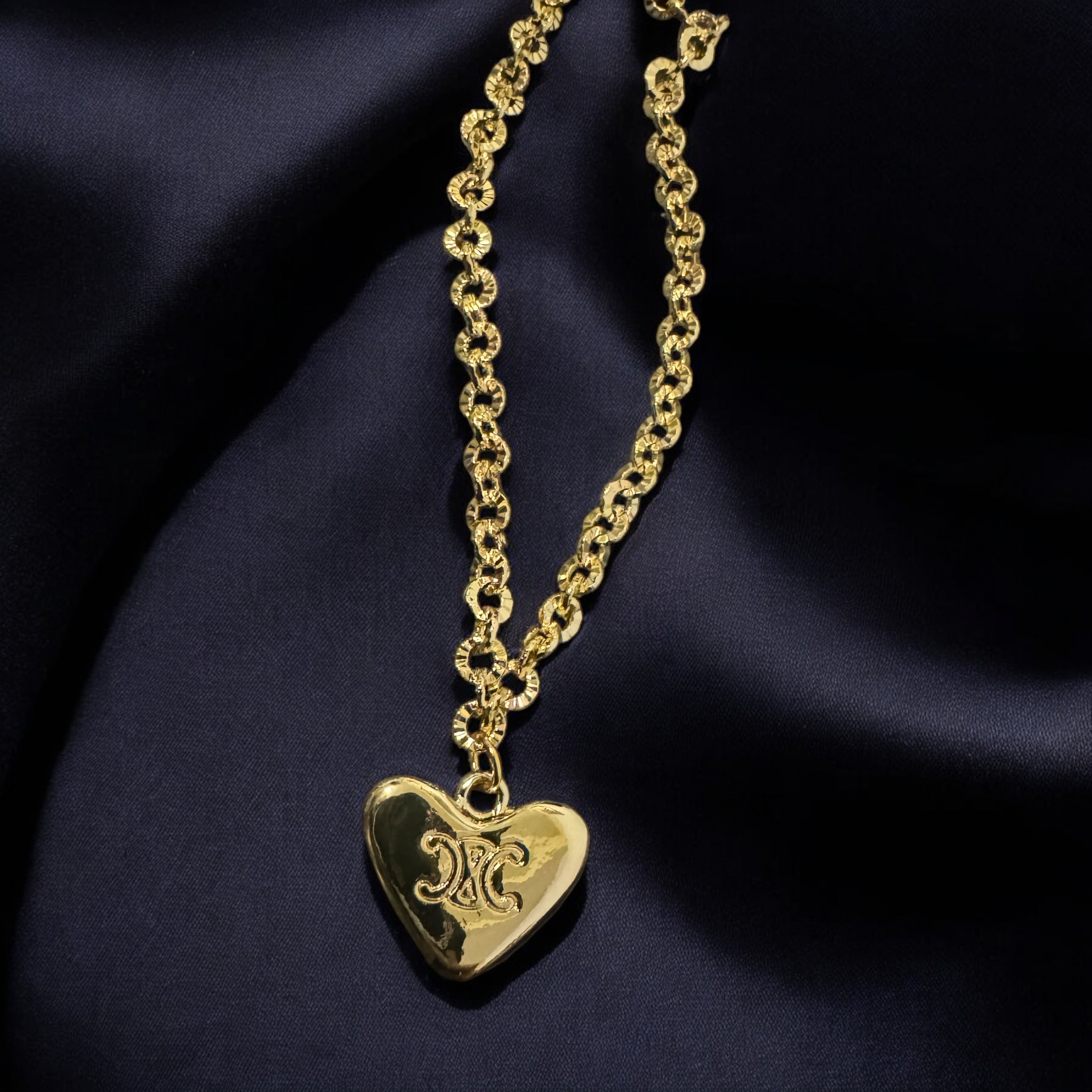 REPURPOSED CELINE REVERSIBLE HEART NECKLACE