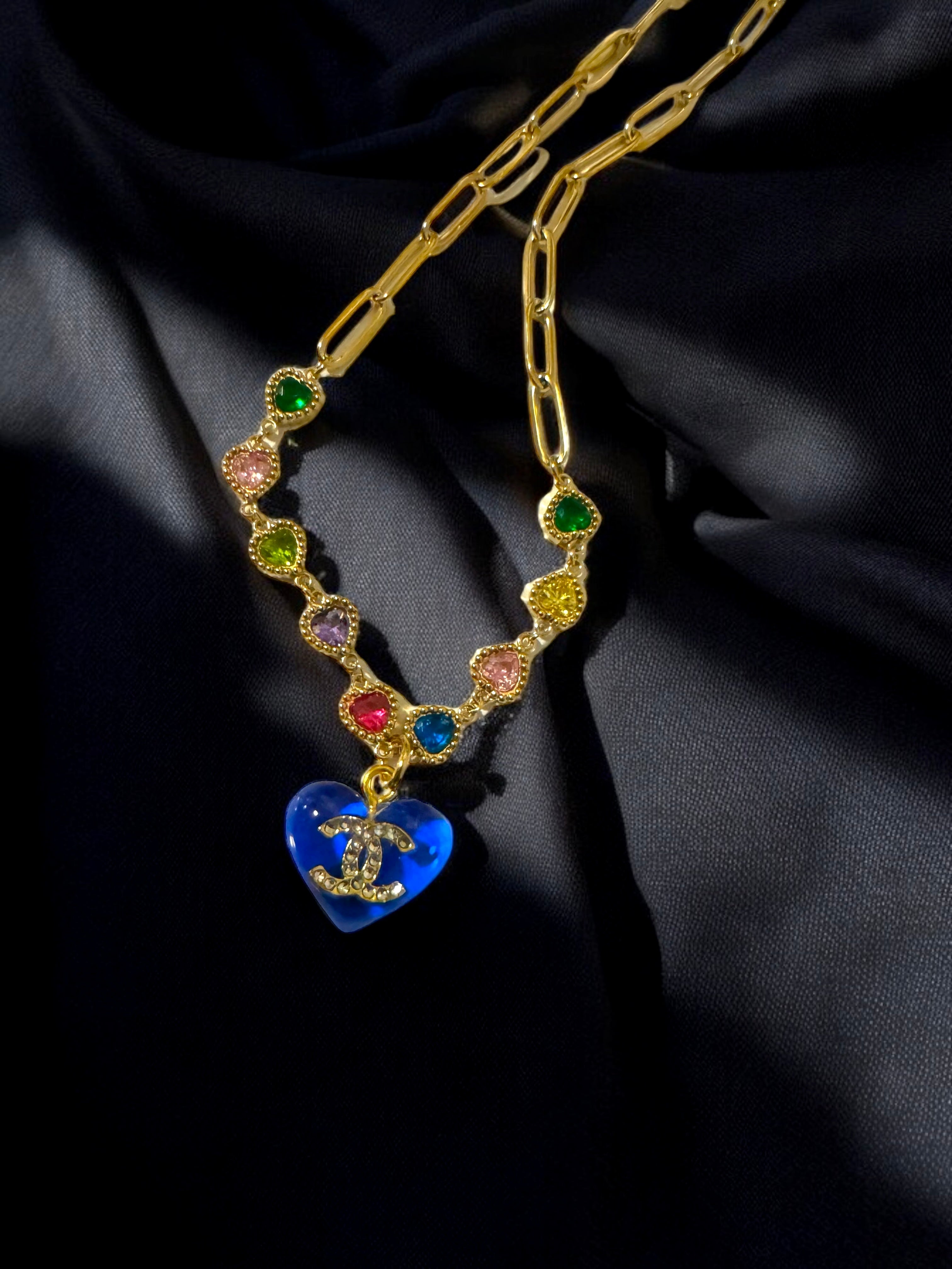 REPURPOSED CHANEL RESIN HEART NECKLACE