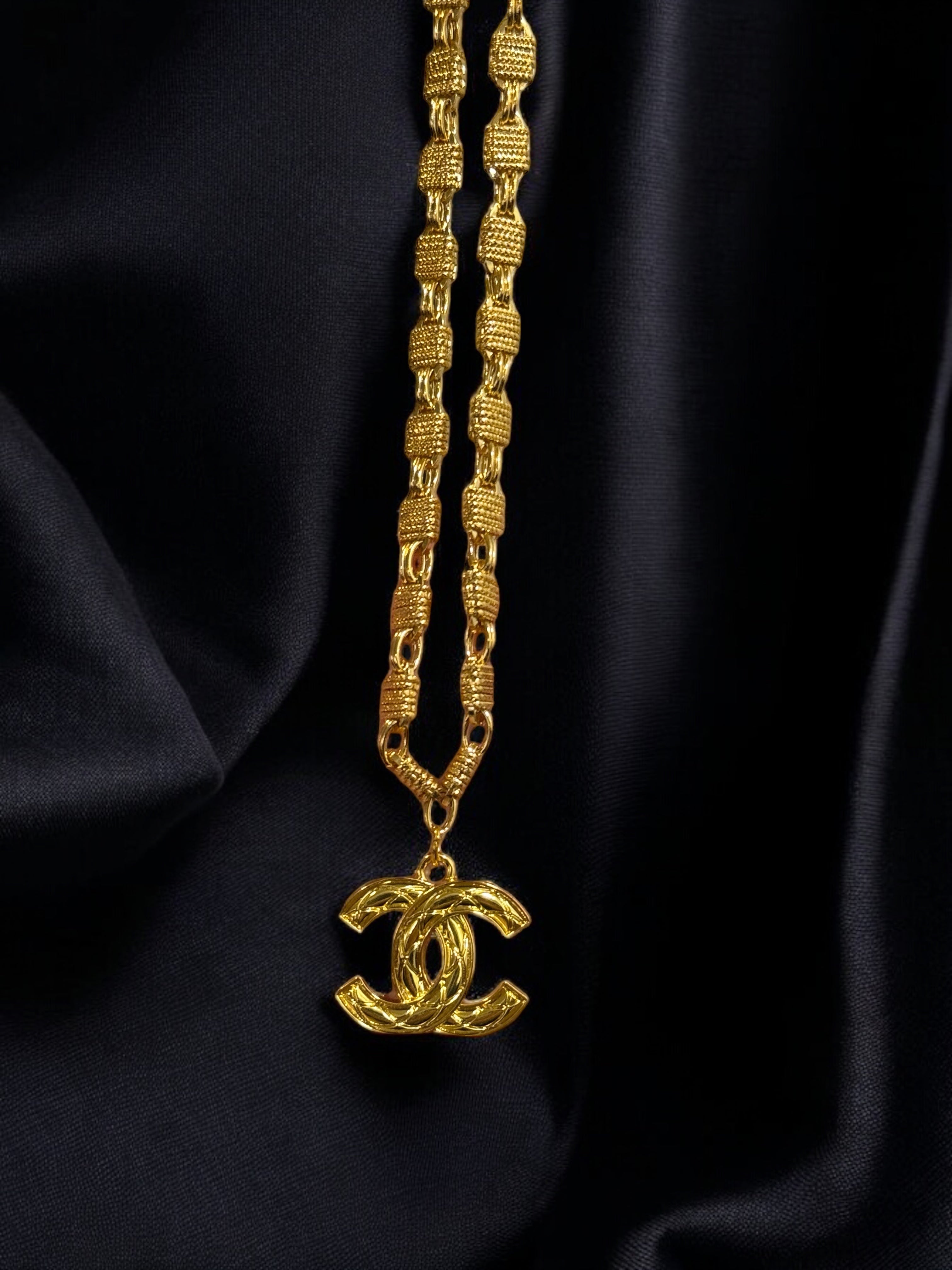 REPURPOSED CHANEL QUILTED NECKLACE