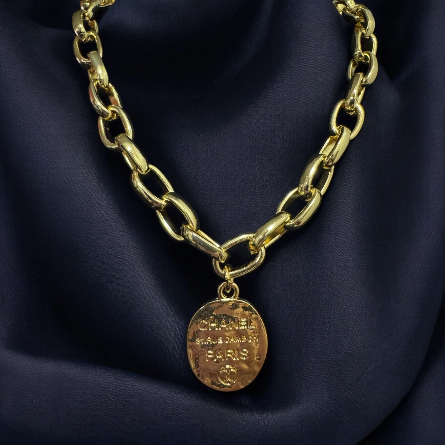 REPURPOSED CHANEL TAG NECKLACE