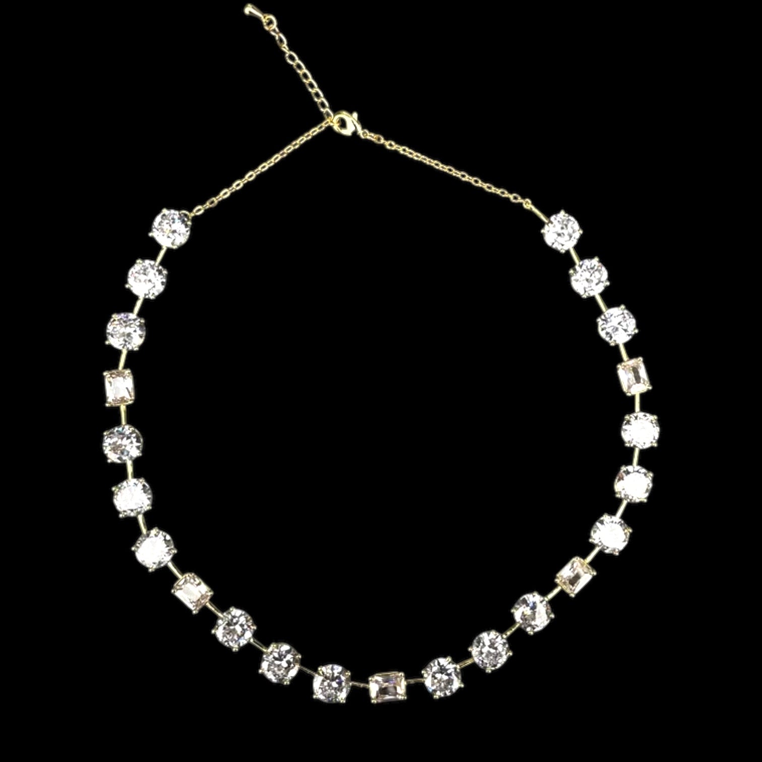 CRYSTAL STONE TENNIS CHOKER NECKLACE