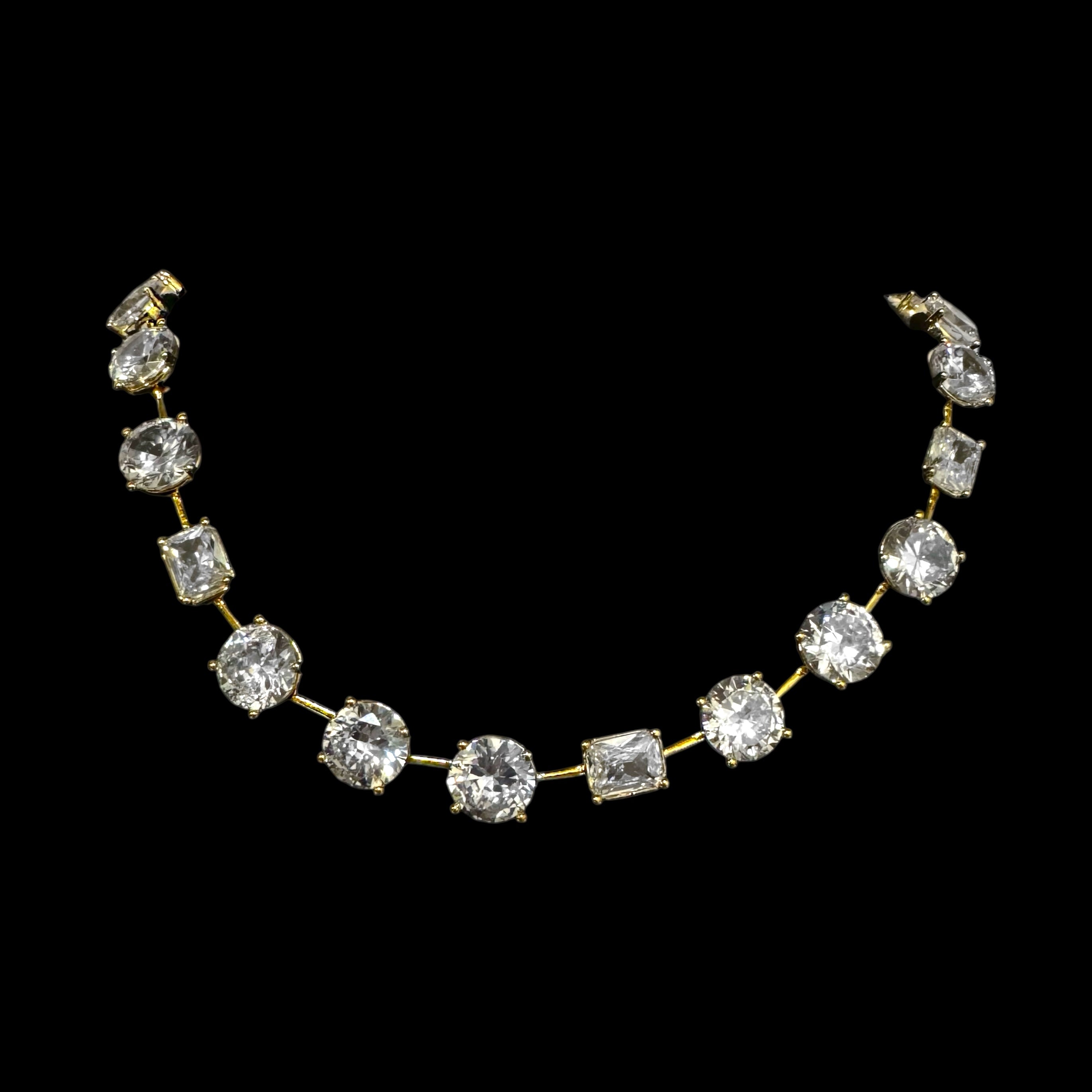 CRYSTAL STONE TENNIS CHOKER NECKLACE