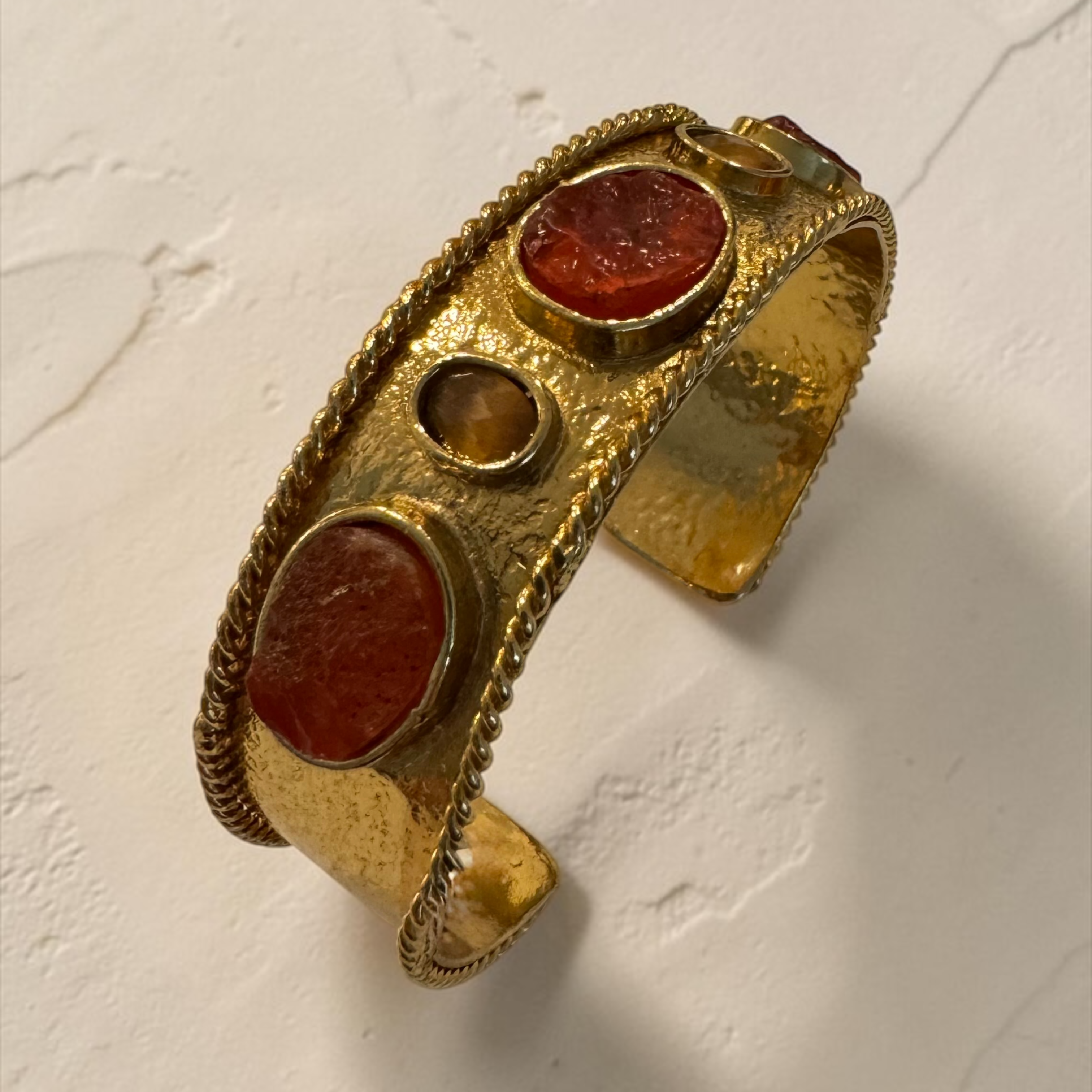 Indian Artisan Orange Smokey Citrine Cuff Bracelet