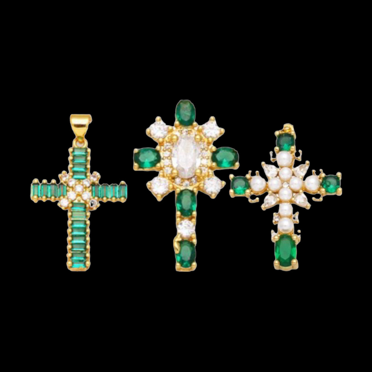 EMERALD DAINTY CROSS NECKLACES