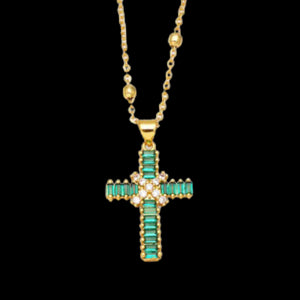 EMERALD DAINTY CROSS NECKLACES