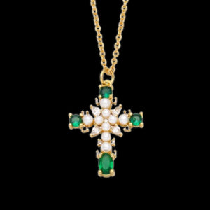 EMERALD DAINTY CROSS NECKLACES