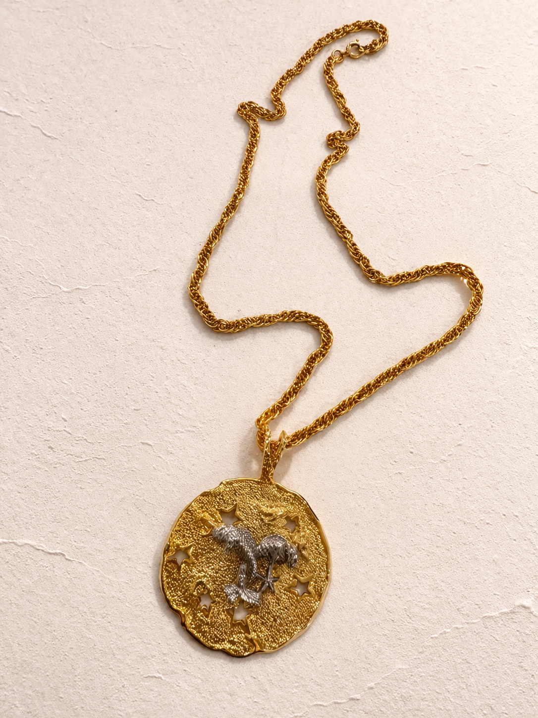 VTG Lisa Lisa Pisces Two-Tone Pendant Necklace