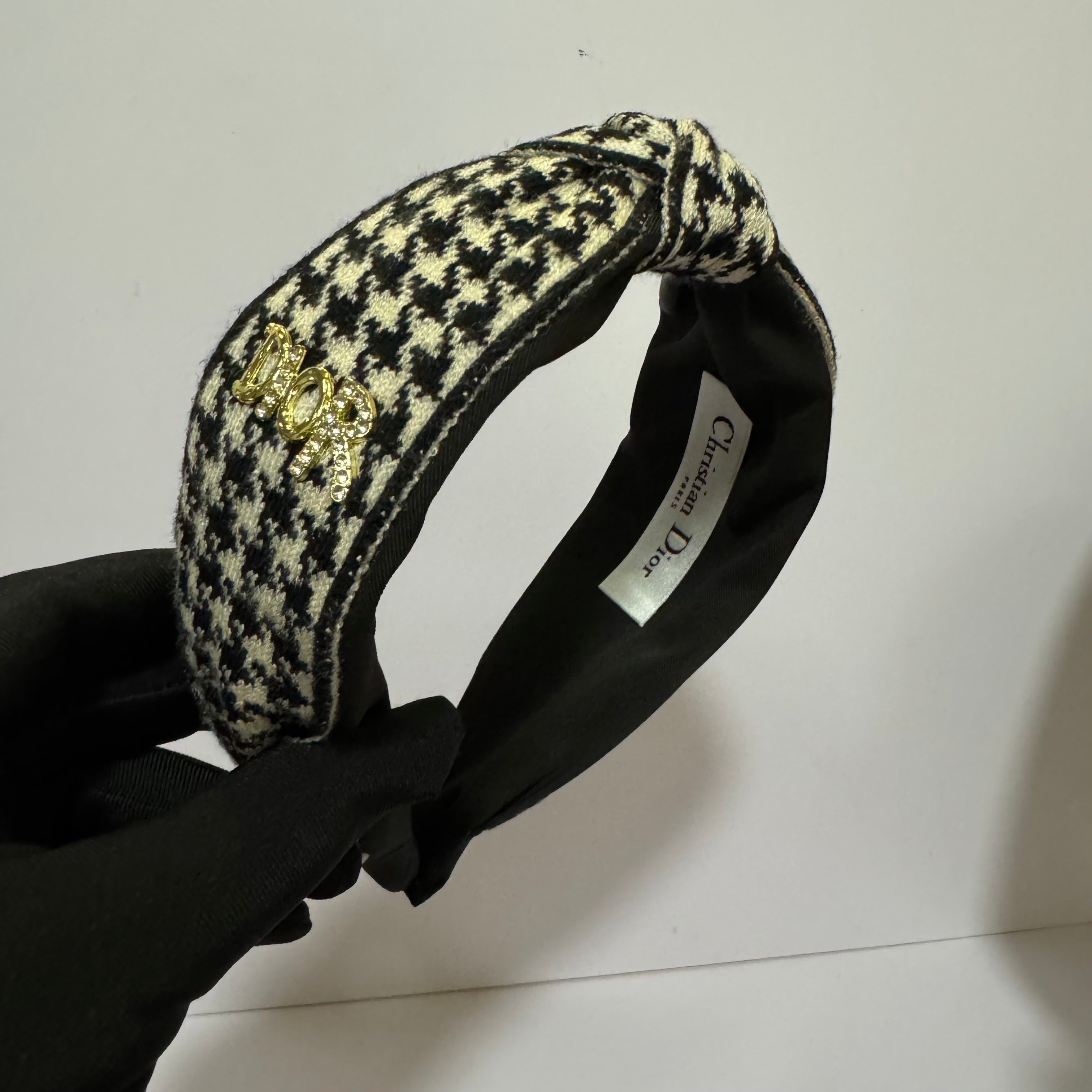 CD HOUNSTOOTH KNOT HEADBAND WITH LOGO