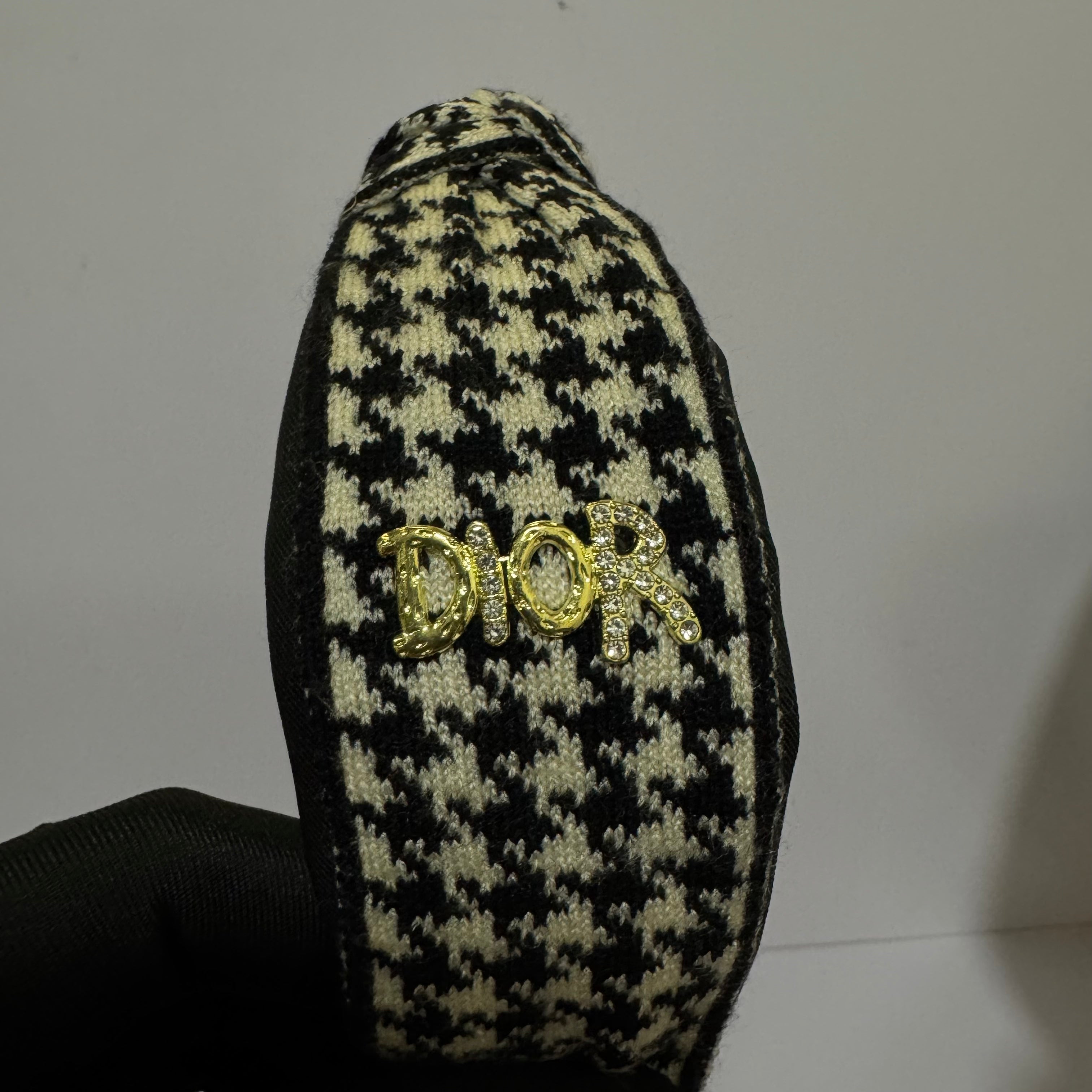CD HOUNSTOOTH KNOT HEADBAND WITH LOGO