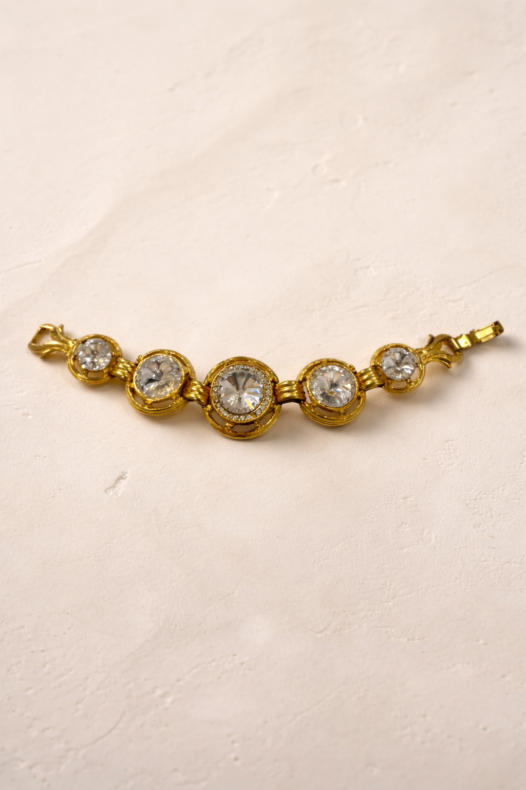 Vintage Crystal Bezel Link Bracelet