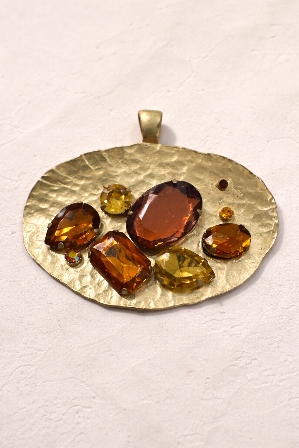 Vintage Sculpted Gold Amber Cluster Pendant