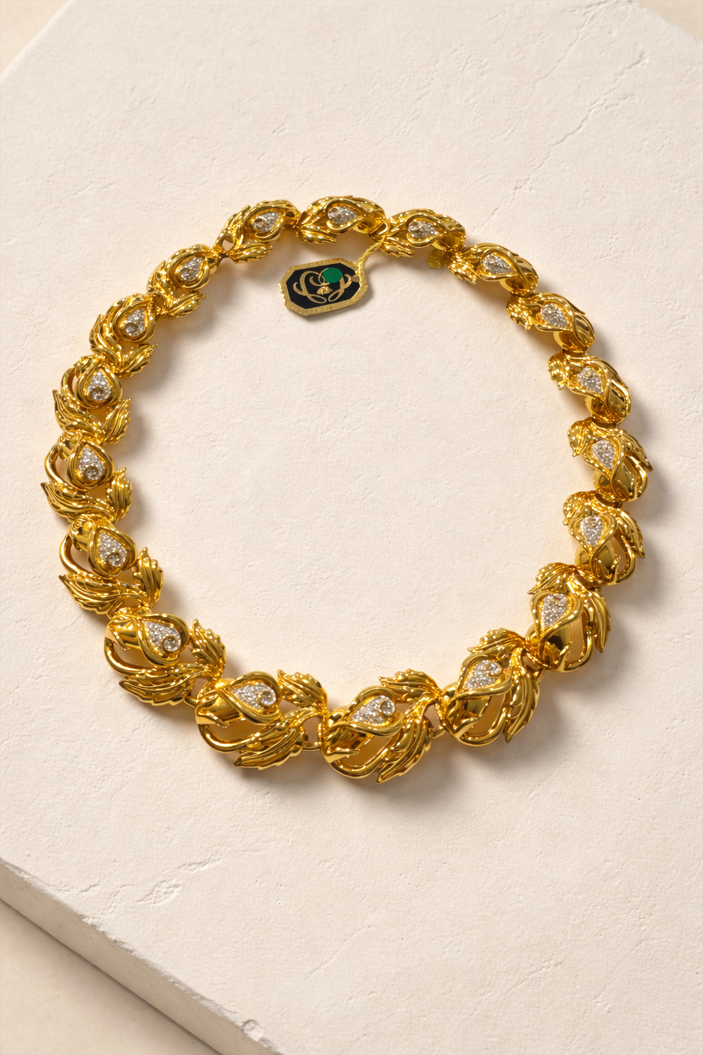 VTG NOS Crystaline Rose Pave Necklace
