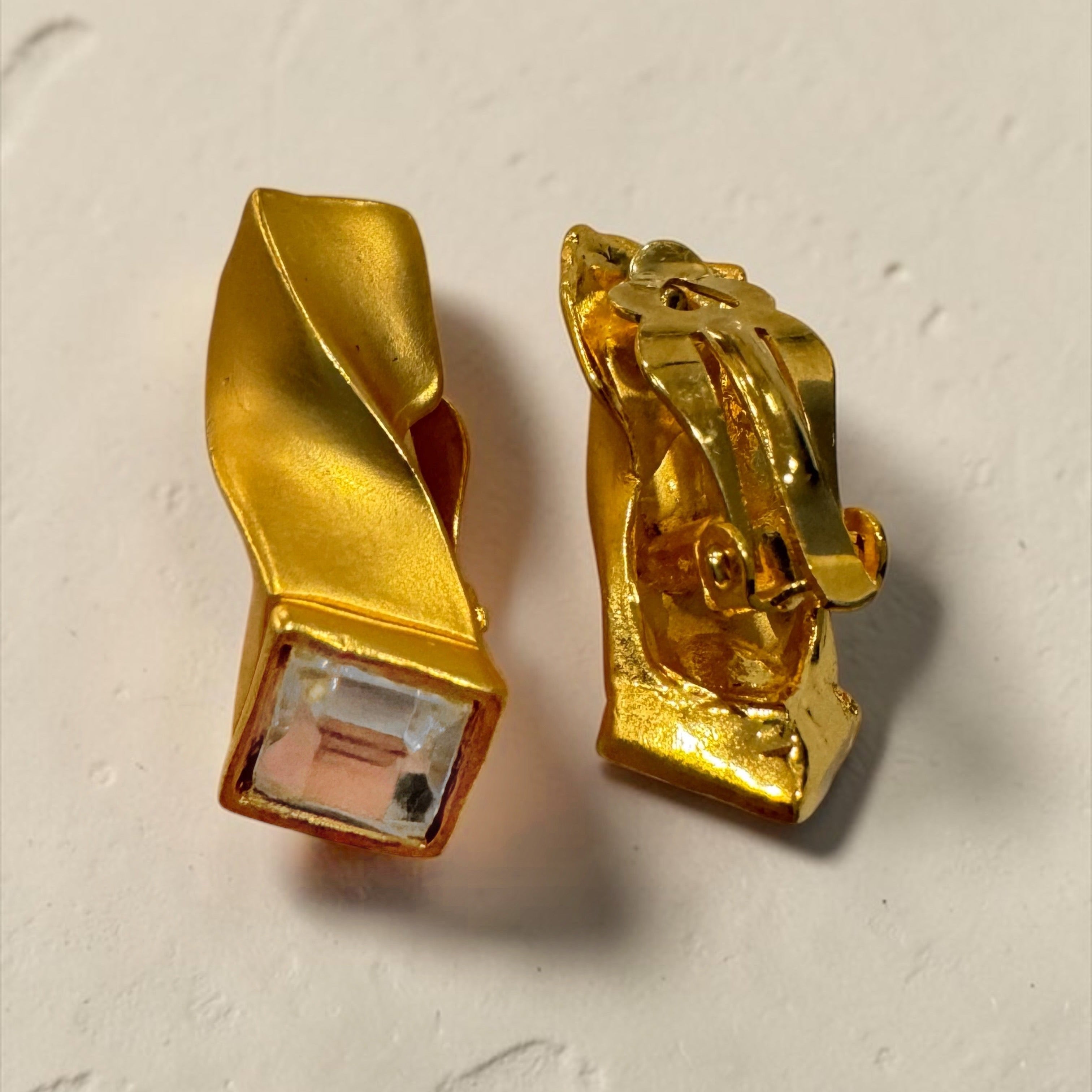 VTG NOS  80s Golden Prism Clip On Earrings
