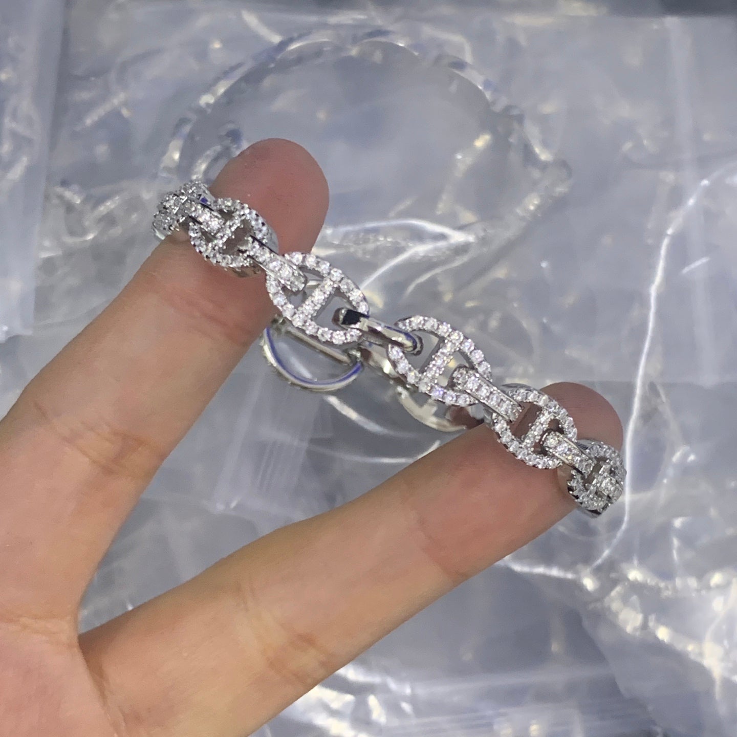 HER-MES RHINESTONE BANGLE BRACELET