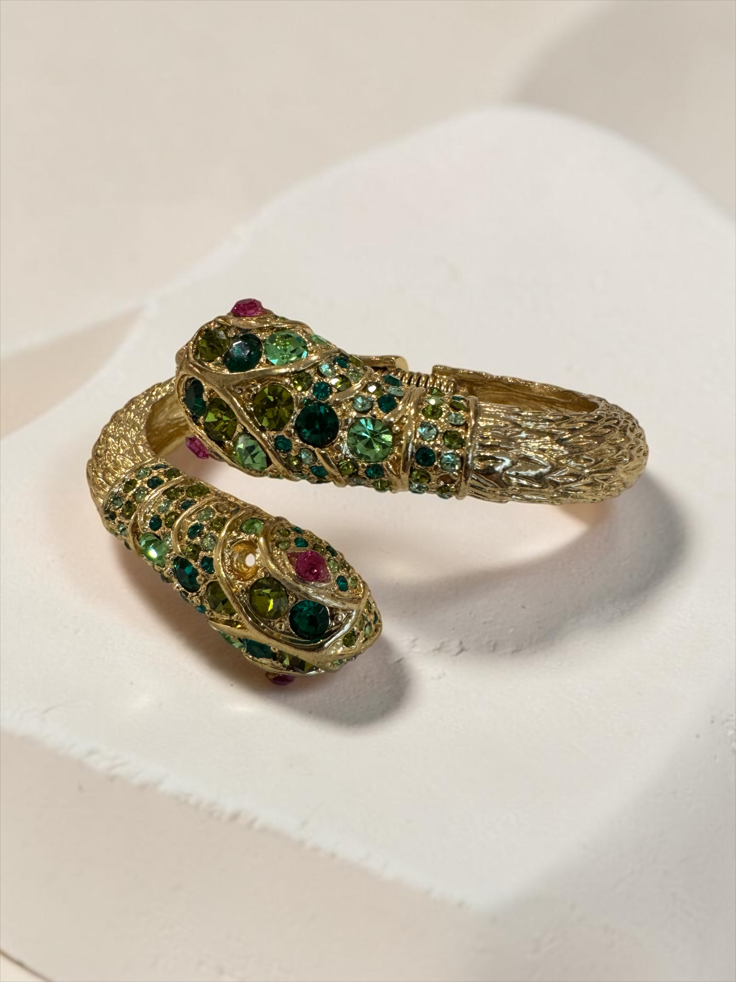 VTG Kenneth Lane Green Stone Snake Bracelet