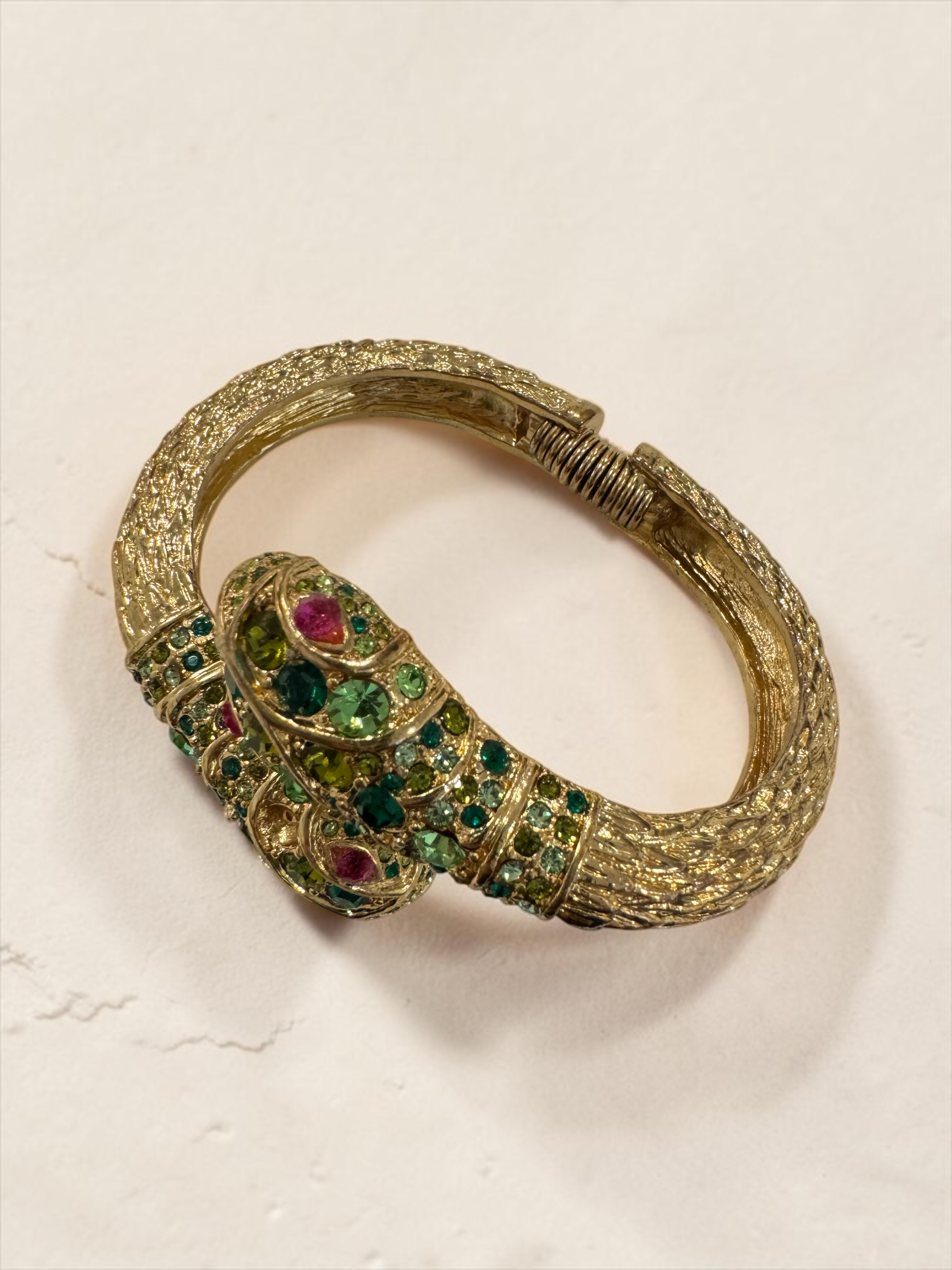 VTG Kenneth Lane Green Stone Snake Bracelet